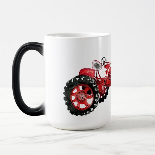 Mug Magique Ancien tracteur rouge (Gauche)