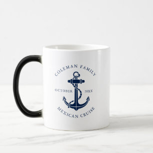 Mug Magique Ancre de bateau bleu marine nautique de famille pe