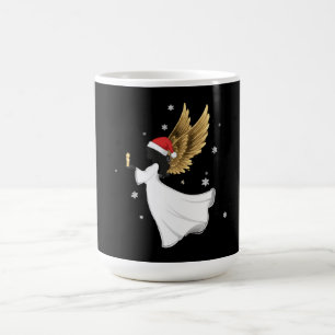 Mug Magique Ange de Noël élégant noir avec ailes dorées