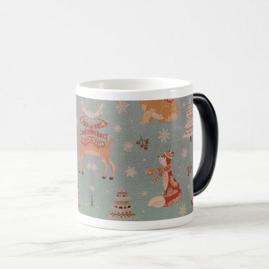 Mug Magique Animaux boisés de Noël sur le textile (Devant droit)