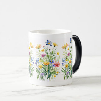 Mug Magique Aquarelle fleur sauvage sur toile texturée