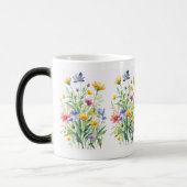 Mug Magique Aquarelle fleur sauvage sur toile texturée (Gauche)