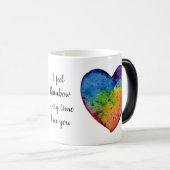 Mug Magique Aquarelle mignonne Coeur arc-en-ciel (Devant droit)