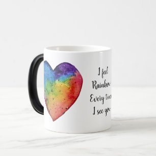 Mug Magique Aquarelle mignonne Coeur arc-en-ciel