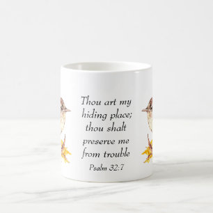Mug Magique Aquarelle mignonne Oiseau Wren Bible Écriture Ps 3