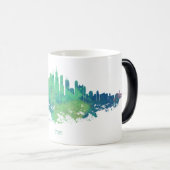 Mug Magique Aquarelle Skyline de Chicago en bleu et vert (Devant droit)