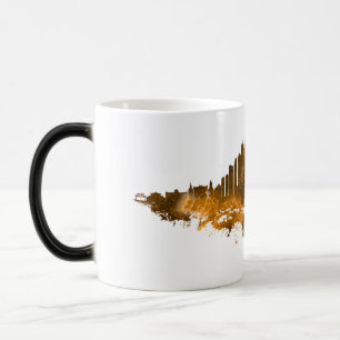 Mug Magique Aquarelle Skyline de Chicago en orange