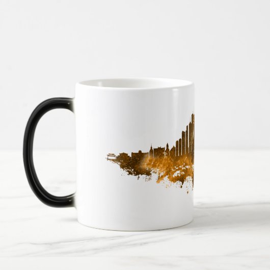 Mug Magique Aquarelle Skyline de Chicago en orange (Gauche)