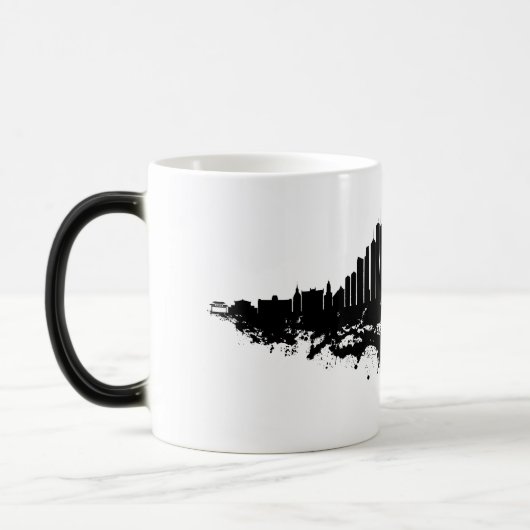 Mug Magique Aquarelle Skyline de Chicago noir et blanc (Gauche)
