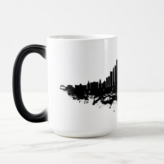 Mug Magique Aquarelle Skyline de Chicago noir et blanc (Gauche)