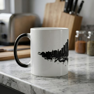 Mug Magique Aquarelle Skyline de Chicago noir et blanc