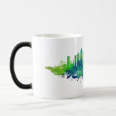 Mug Magique Aquarelle Skyline de New York en bleu et en citron (Gauche)