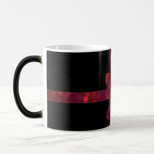 Mug Magique Arc rouge parties scintillant et étoiles sur noir (Gauche)