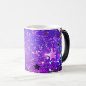 Mug Magique Arrière - plan de feuille violet avec étoiles (Devant droit)