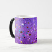 Mug Magique Arrière - plan de feuille violet avec étoiles (Devant gauche)