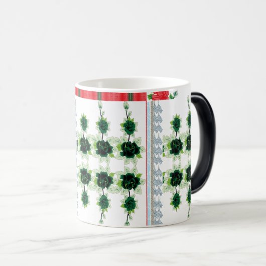 Mug Magique arrière - plan rayé rouge et vert (Devant droit)