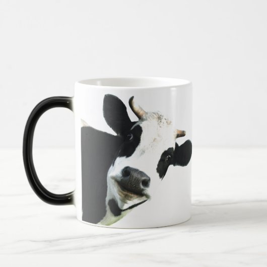 Mug Magique Art graphique amusant noir & blanc Holstein Curiou (Gauche)