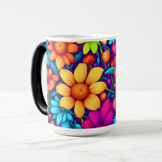Mug Magique Art marguerite Abstrait n° 3 - (Devant gauche)