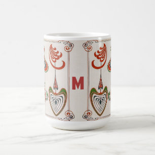 Mug Magique Art Nouveau vintage par Mucha, Monogramme, Lettre