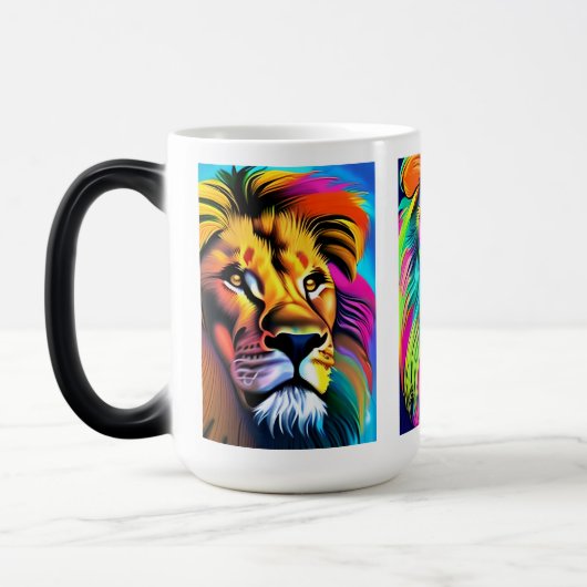 Mug Magique Art numérique Lions coloré (Gauche)
