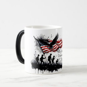 Mug Magique Art patriotique du 4 juillet avec drapeau et solda