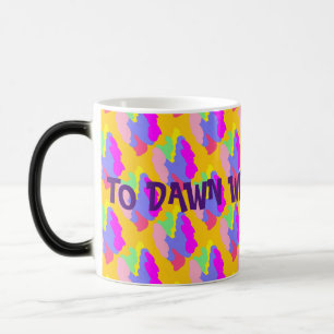 Mug Magique Aube avec amour violet jaune minuscule bouffées mo