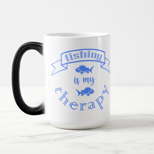 Mug Magique Bannière ruban La pêche est ma thérapie (Gauche)