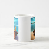 Mug Magique Bateaux déserts sur une plage abandonnée (Centre)