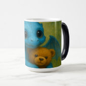 Mug Magique Beau Chiot Bébé Bleu avec Ours Teddy (Devant droit)