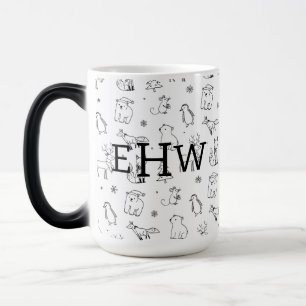 Mug Magique Bed & Breakfast Hiver Bois Animaux avec Monogramme
