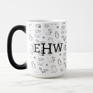 Mug Magique Bed & Breakfast Hiver Bois Animaux avec Monogramme