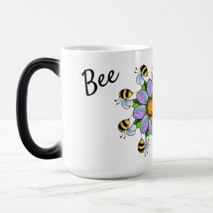 Mug Magique Bee Magical, fleur violette et abeilles mignonnes