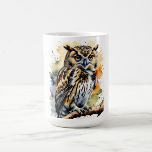 Mug Magique Belle Chouette aquarelle sur une perche