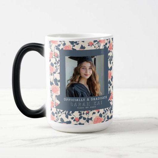 Mug Magique Belle Rose Imprimée Diplômée (Gauche)