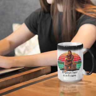 Mug Magique Bigfoot Hair Don't Care Sasquatch Drôle 15oz