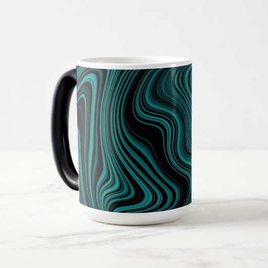 Mug Magique Black & Emerald Wavy Abstraction (Devant gauche)