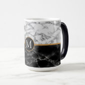 Mug Magique Black & Marbre blanc Stone tendance - Ajouter votr (Devant droit)