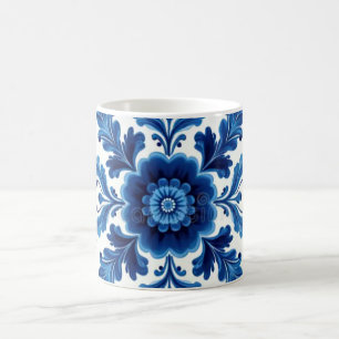 Mug Magique Bleu et blanc floral