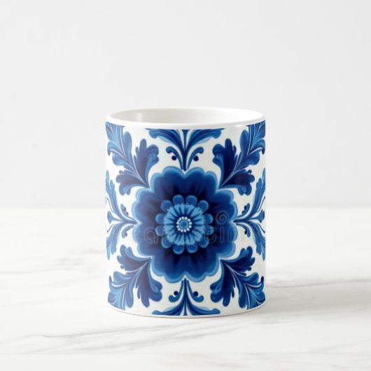 Mug Magique Bleu et blanc floral (Centre)