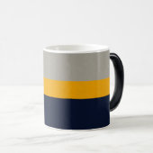 Mug Magique Bleu foncé, Jaune, Gris rayé Texté (Devant droit)
