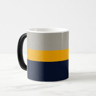 Mug Magique Bleu foncé, Jaune, Gris rayé Texté