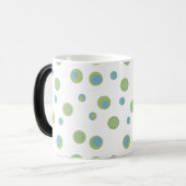 Mug Magique Bleu Vert Pois Monogramme (Devant gauche)