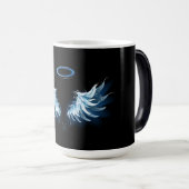 Mug Magique Blue Glowing Angel Wings on black background (Devant droit)