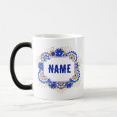 Mug Magique Blue Namaste Nom personnalisé Monogramme (Gauche)