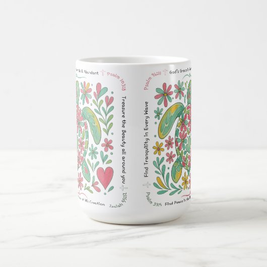 Mug Magique Boho Sea Turtle Christian, 11 ou 15oz, rose/vert (Centre)