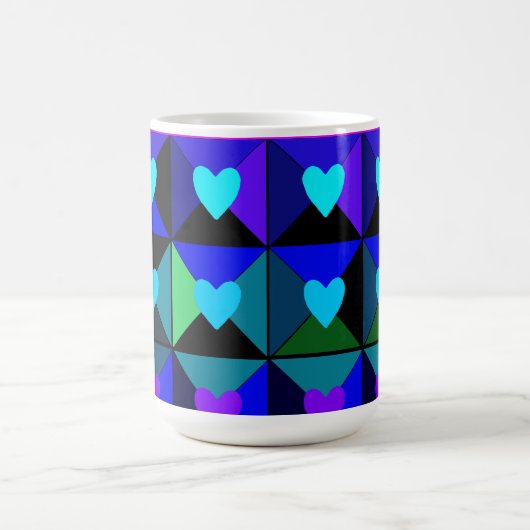 Mug Magique Boîtes de cœurs bleus (Centre)