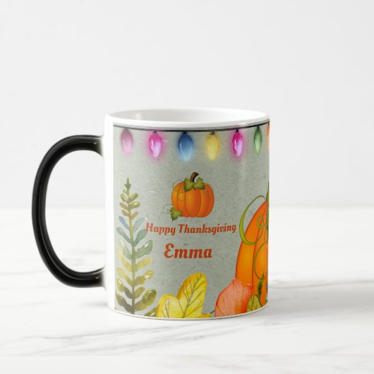 Mug Magique Bon thanksgiving Citrouille Feuille Automne (Gauche)
