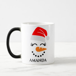 Mug Magique bonhomme de neige de Noël personnalisé avec nom pe