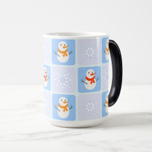 Mug Magique Bonhomme de neige et flocons de neige à carreaux d