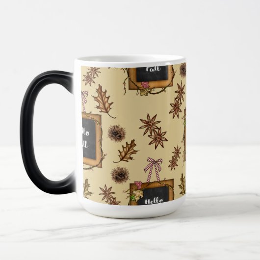 Mug Magique Bonjour automne avec les feuilles d'automne (Gauche)